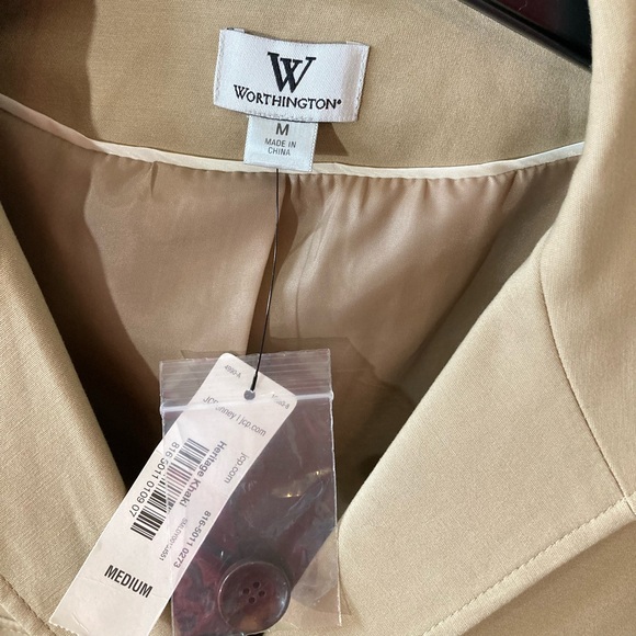 Worthington Woman Tan Blazer Tailored Fit with Belt - Picture 3 of 4